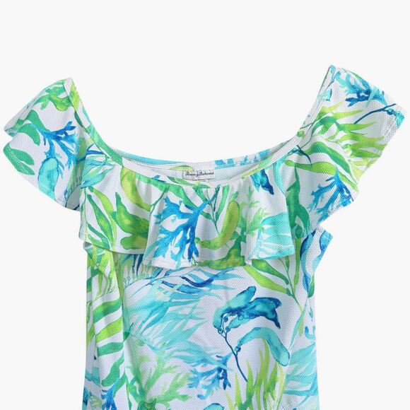 NWT Tommy Bahama Island Cays Sea Fronds Off-the-Shoulder Spa Dress S - Picture 3 of 7